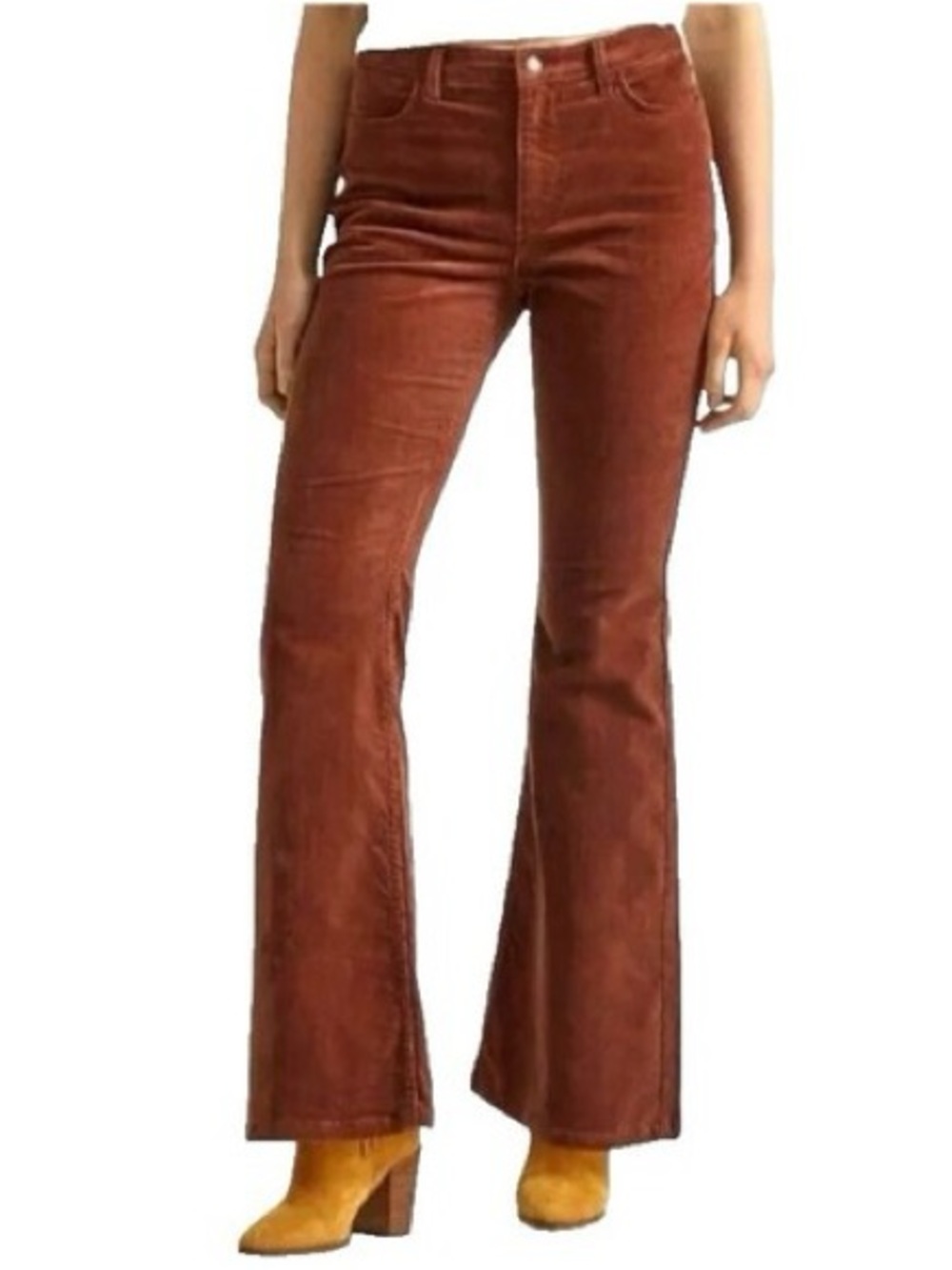 Wrangler High Rise Bold Boot Rust Corduroy Flare Pants 8 Pockets